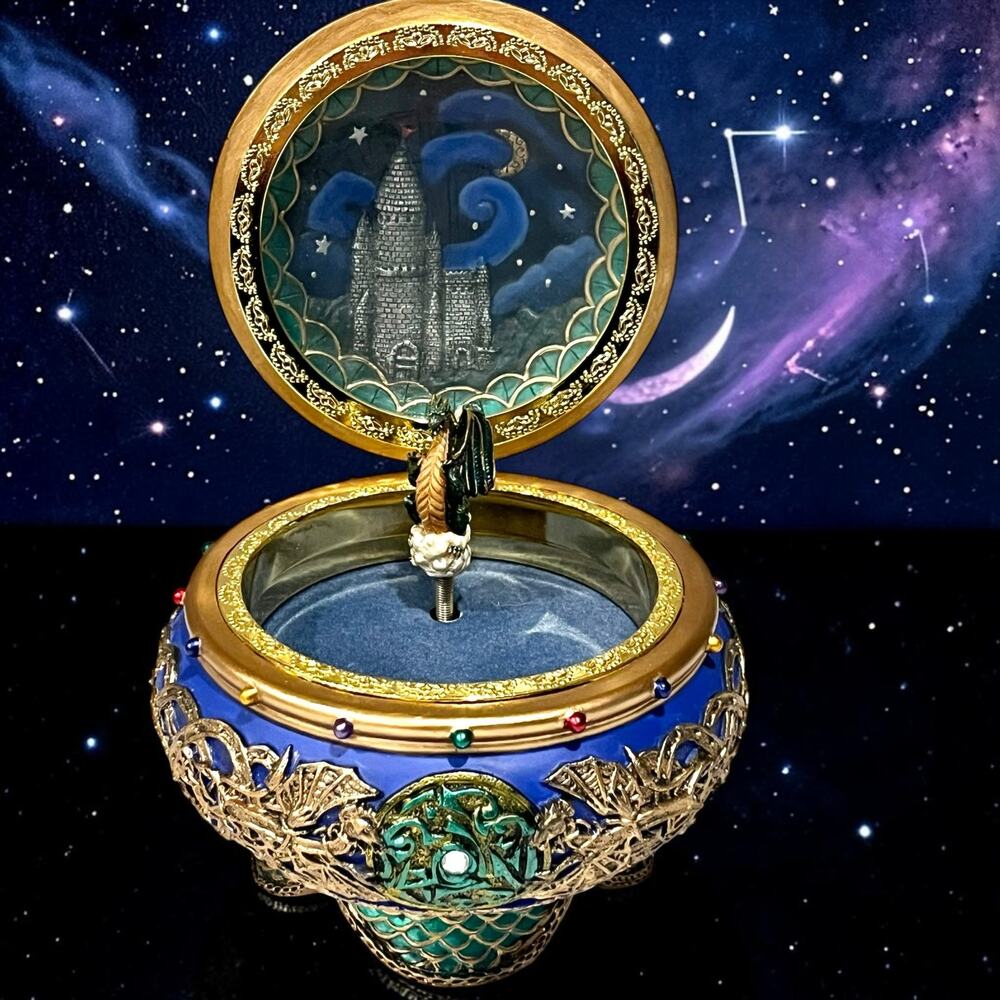 San Francisco Music Box Crystal Visions Dragon Hinged Fantasy Trinket Box La Mer